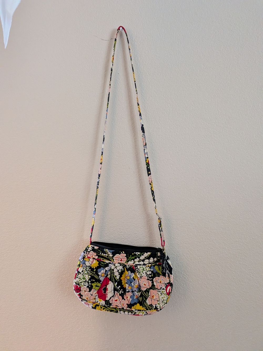 Vera Bradley Black Floral Quilted Crossbody with Multicolor Flowers